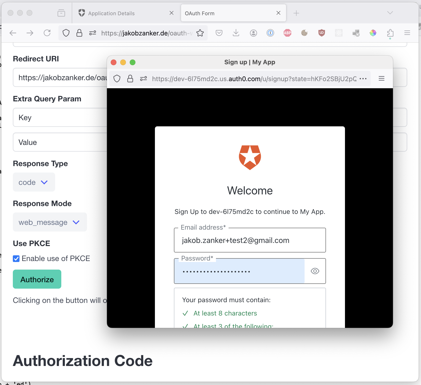 Register a new user in Auth0